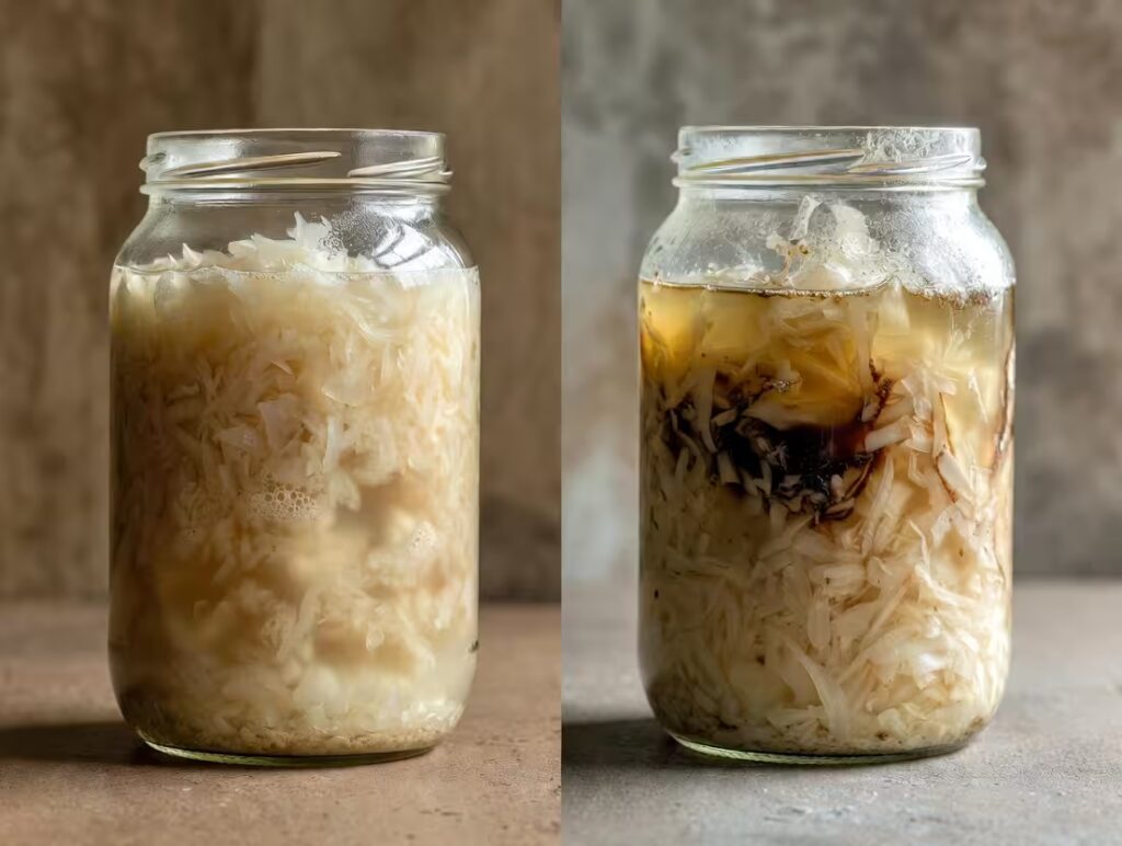 normal sauerkraut brine versus signs of spoilage