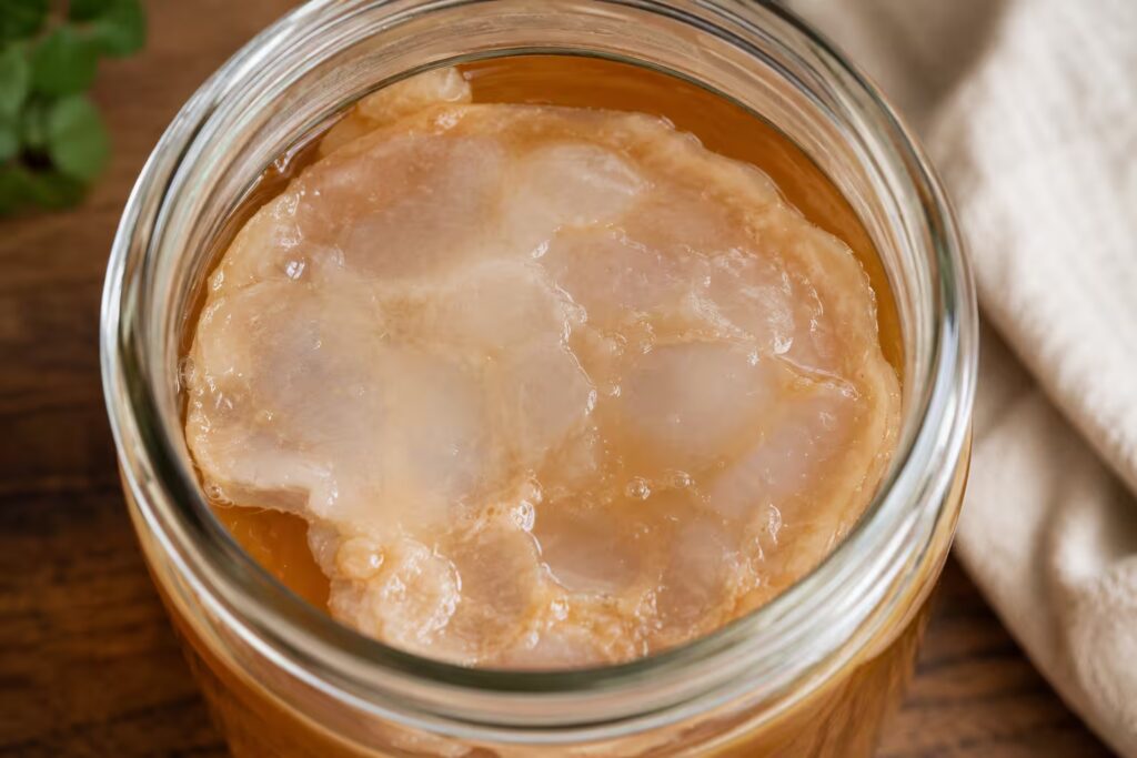 healthy young pellicle — patchy, uneven, off-white
