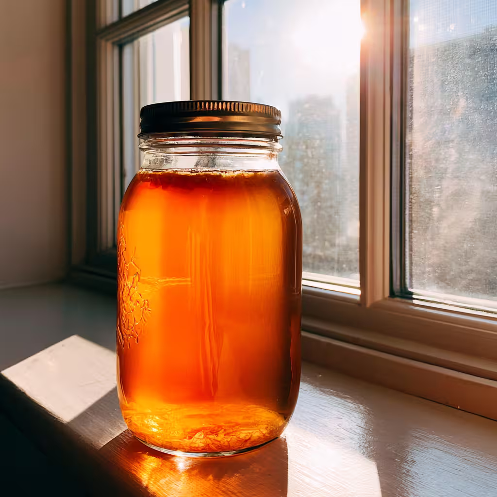Sun shining on kombucha