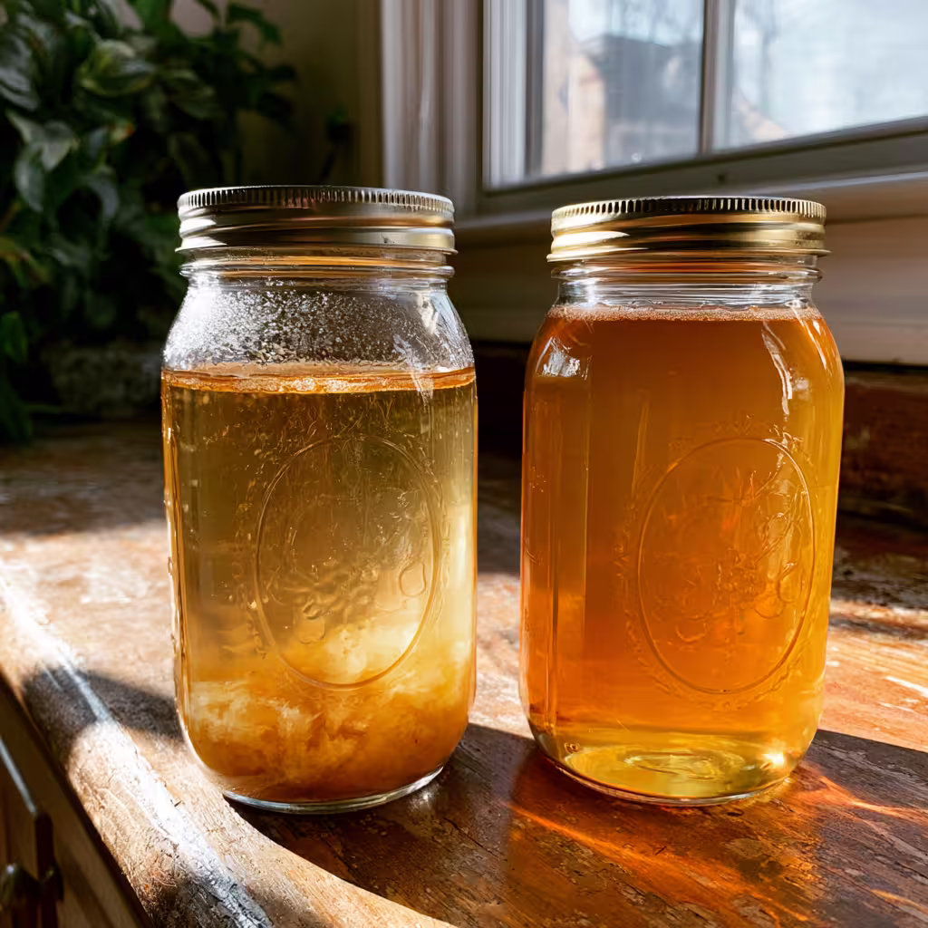 Two jars of kombucha
